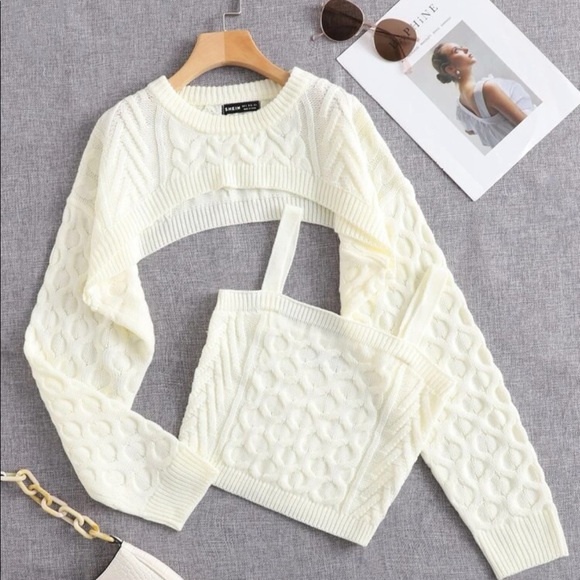 SHEIN Sweaters - Shein Cable Knit Sweater & Cami Set